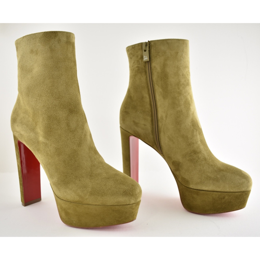 Christian Louboutin Loo Booty 130 Bronzo Brown Platform Heel Ankle Boot 38.5 - Picture 4 of 16